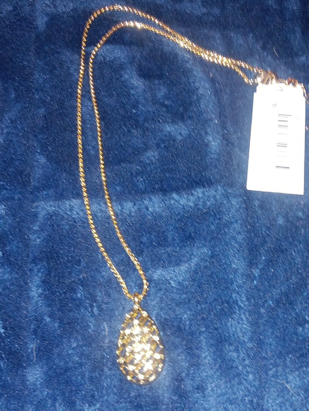 Anne Klein Gold Teardrop Lattice Pendant Necklace
